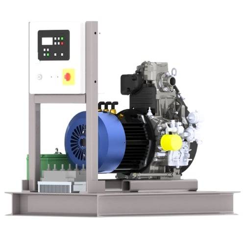 5 kW DC generator set with engine and alternator.