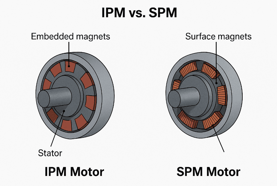 Comparison of surface permanent magnet motor vs interior permanent magnet motor design