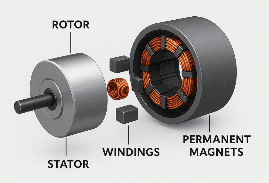 48V 10kW BLDC motor exploded view