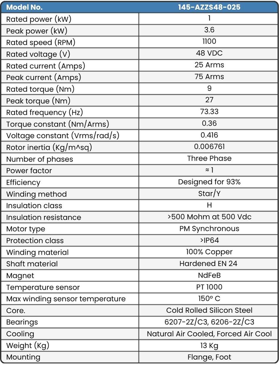 145-AZZS48-025 Motor data sheet